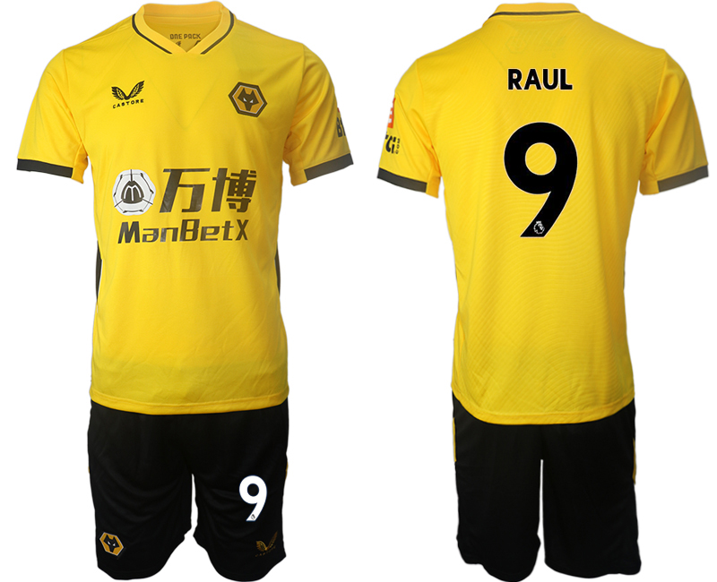 Men 2021-2022 Club Wolverhampton Wanderers home yellow #9 Soccer Jersey->arsenal jersey->Soccer Club Jersey